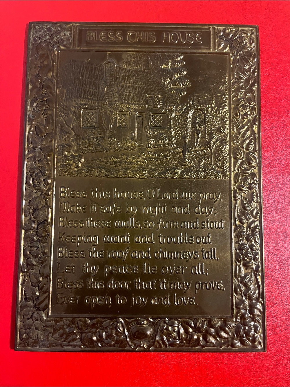 Bless This House Embossed Wall Plaque - Dark Bronze